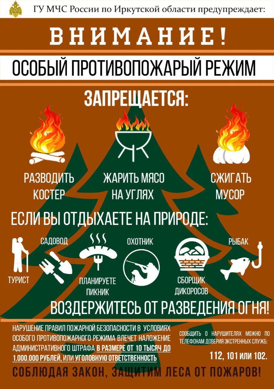 Об установлении на территории Иркутской области особого противопожарного режима.